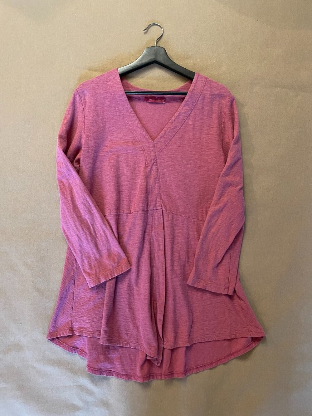 Cut Loose Tunic Shirt XL Pink Cotton Boho‎ Lagenlook Ethical Sustainable USA